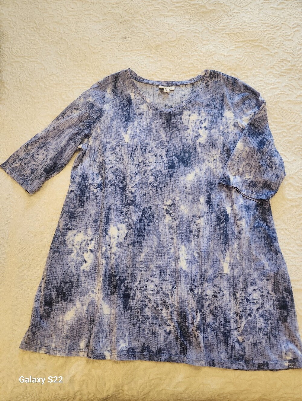PureJill Blue Tie-Dye Tunic Top